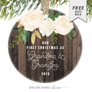 Our First Christmas as Grandma & Grandpa Ornament 2022, Personalized New Grandparents Christmas Ornament, Custom Grandparent Christmas Gift