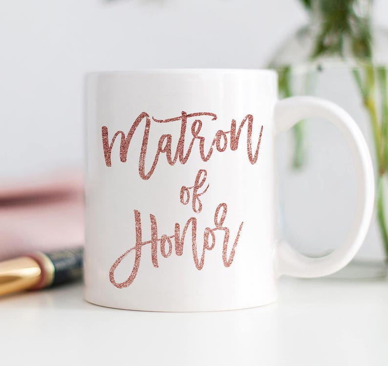 Pink Glitter Matron of Honor Gift, Mug for Matron of Honor, Matron of Honor Sister, Ask Maid of Honor, Will You Be My Matron of Honour Gift image 1