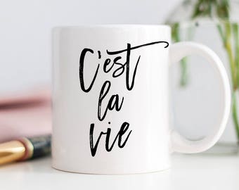 Cest La Vie Mug, C'est La Vie Gift, French Quote, Mugs with Quotes, Inhale Exhale, Positive Vibes Mug, Positive Coffee Mug, Zero Fox Given