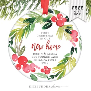 First Christmas In Our Home Christmas Ornaments New Home, Housewarming Gift for New Homeowners Clients From Real Estate Agent Ornament Gift image 1