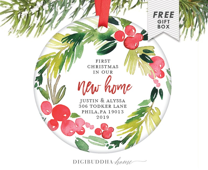 First Christmas In Our Home Christmas Ornaments New Home, Housewarming Gift for New Homeowners Clients From Real Estate Agent Ornament Gift image 1