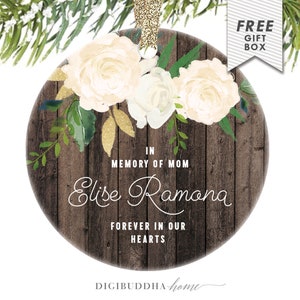 In Memory of Mom Ornament, Personalized Christmas Ornament, Sympathy Gift, Mom, Memorial Gifts, Remembrance Gifts, Forever In Our Hearts