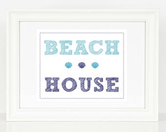 Beach House Print | Beach House | Beach | Summer | Digital Print | Instant Download | Wall Art