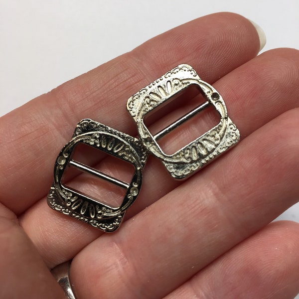 Set of 2 Silver OR Gunmetal Vest Buckles - 1/2" Vest Buckle - Also Great for Doll Clothes and Small Crafts -Works with Ribbon or Elastic