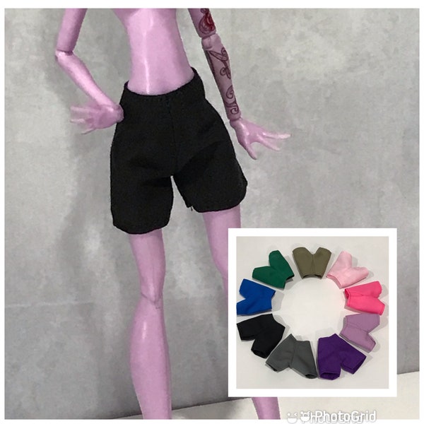 A-line Cotton Shorts in Various Color Options for your G1 11" Fashion Doll - Monster Doll Shorts - Black, Grey, Purple Shorts - Doll Shorts