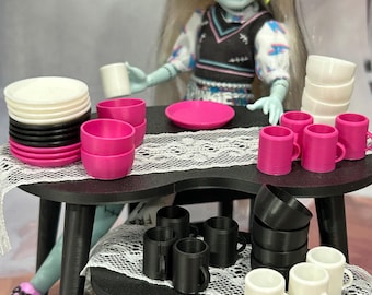 Playscale Miniature Plates, Bowls and Mugs in Your Choice of Color, Fashion Doll Miniatures, Playscale 1:6 Plate, Dollhouse Dishware