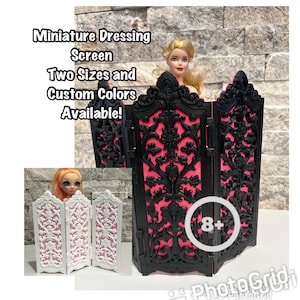 Miniature Dressing Screen for your 1:6 Diorama Decor, Playscale Decor - Two Sizes Available and Custom Colors Upon Request, Scale Miniatures