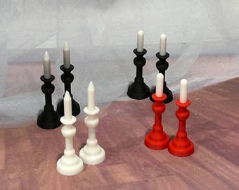 Set of TWO Miniature Candlesticks for your 1:6 Playscale Diorama, Dollhouse Miniatures, Lots of Color Options to Choose From!