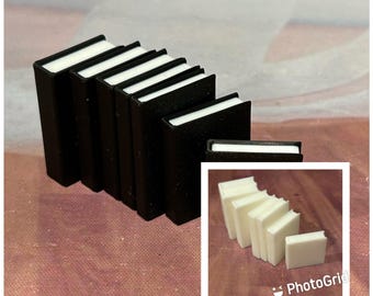 Lot of 7 Playscale Miniature Books - 3D Printed Black + White, Grey + White or Solid White Color, Dollhouse Miniatures, Playscale Miniatures