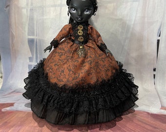 Brown and Black Steampunk Gown for your 10" Fashion Doll - Steampunk Victorian Doll Dress, Rainbow Doll Clothes, Shadow Doll Clothes