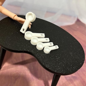 Set of Five Miniature Measuring Spoons for your Playscale 1:6 Dollhouse, Dollhouse Miniatures, Doll Kitchen Accessories,Doll Measuring Spoon