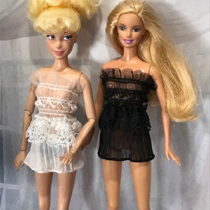 Black OR White Layered Lace Top for your 11.5&quot; Fashion Doll - Fashion Doll Top, White Doll Top, Black Doll Top, Doll Lingerie