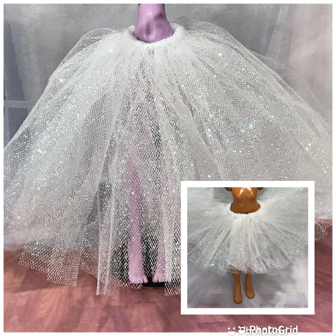 Long OR Short White Shimmer Tulle Petticoat for Your Fashion Doll Three