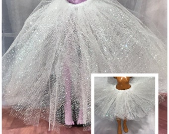 Long OR Short White Shimmer Tulle Petticoat for your Fashion Doll - Three Doll Sizes/Two Length Options