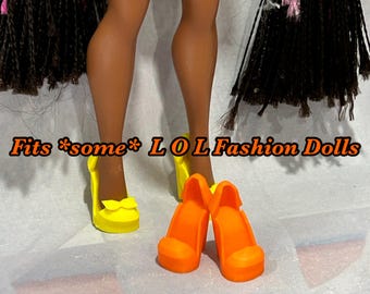High Heel Shoes - Basic or with Bow for your 9.5" Curvy Fashion Doll (as described in listing/on photo), Fashion Doll Shoes, Doll Accessory