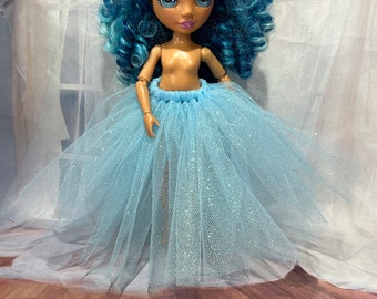 Baby Blue Shimmer Doll Skirt - Baby Blue Stranded Tulle Petticoat for your 10" Fashion Doll Clothes, Glitter Doll Skirt, Shimmer Doll Skirt