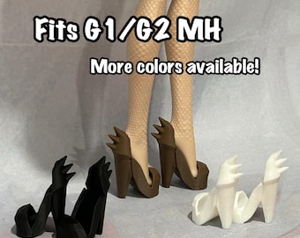 Spiky Heeled Shoes for your G1 or G2 Monster Fashion Doll, Doll Heels, Spiked Doll Shoes, Goth Doll Shoes, Doll High Heel, Monster Doll Shoe