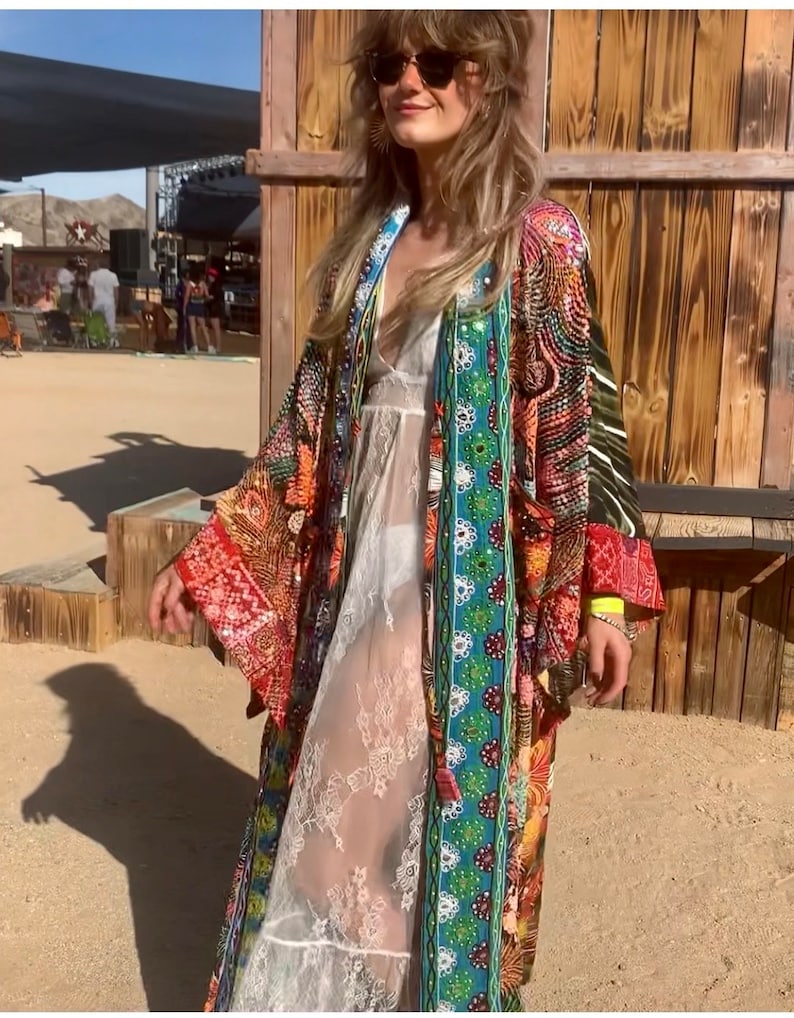 Beach Party Cover Up, Festival Robe, Embroidered Robe, Full-length ...