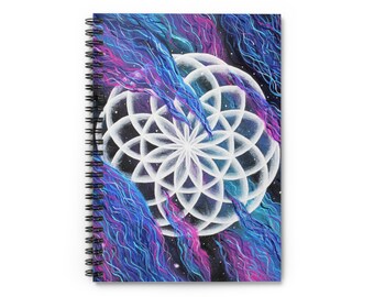 Galaxy Torus Mandala Sacred Geometry Spiral Notebook - Ruled Line