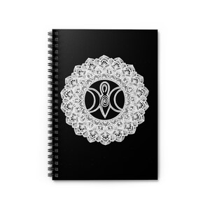 Triple Moon Goddess Symbol Mandala Black and white Spiral Notebook - Ruled Line