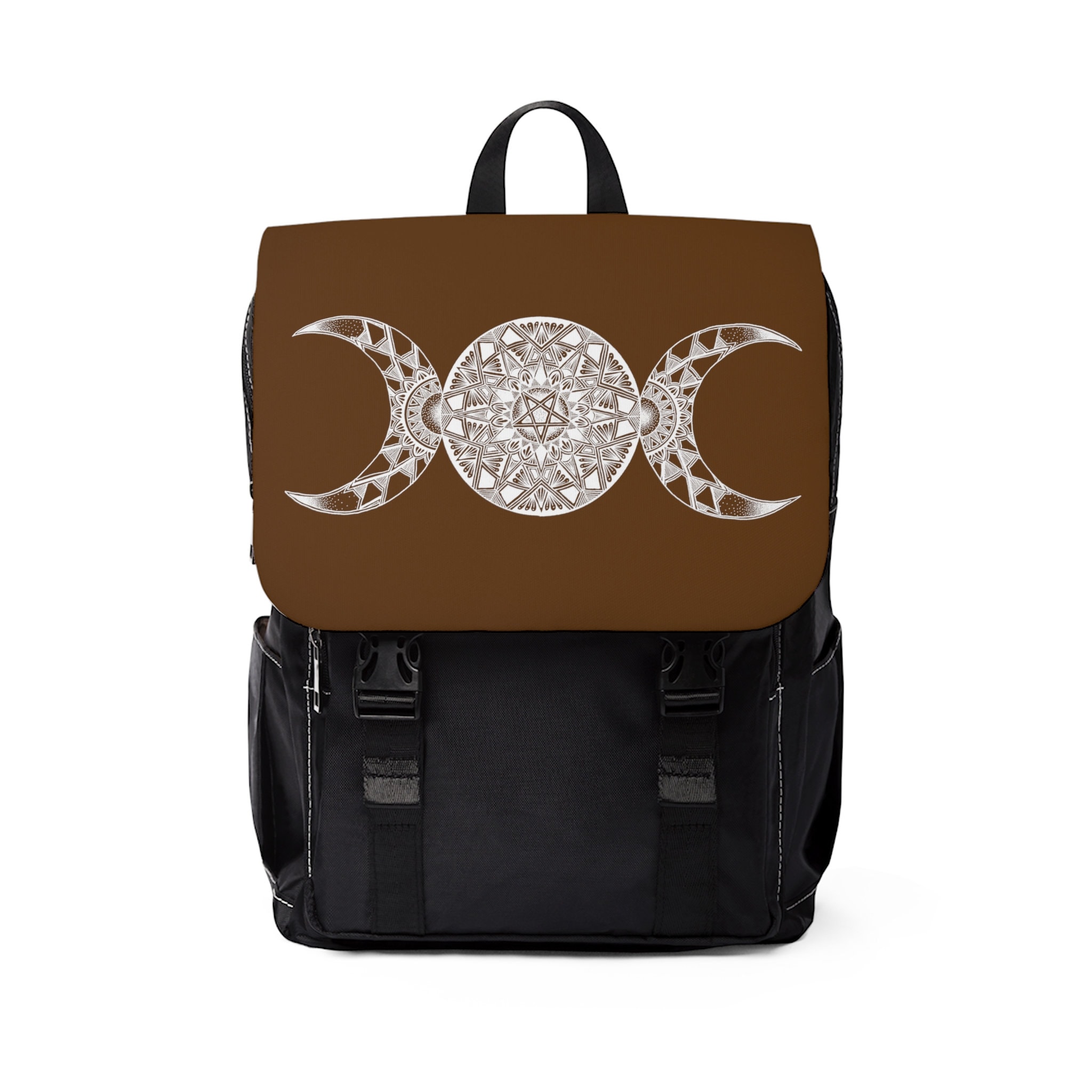 Discover Triple Moon Pentacle Mandala Unisex Casual Shoulder Backpack