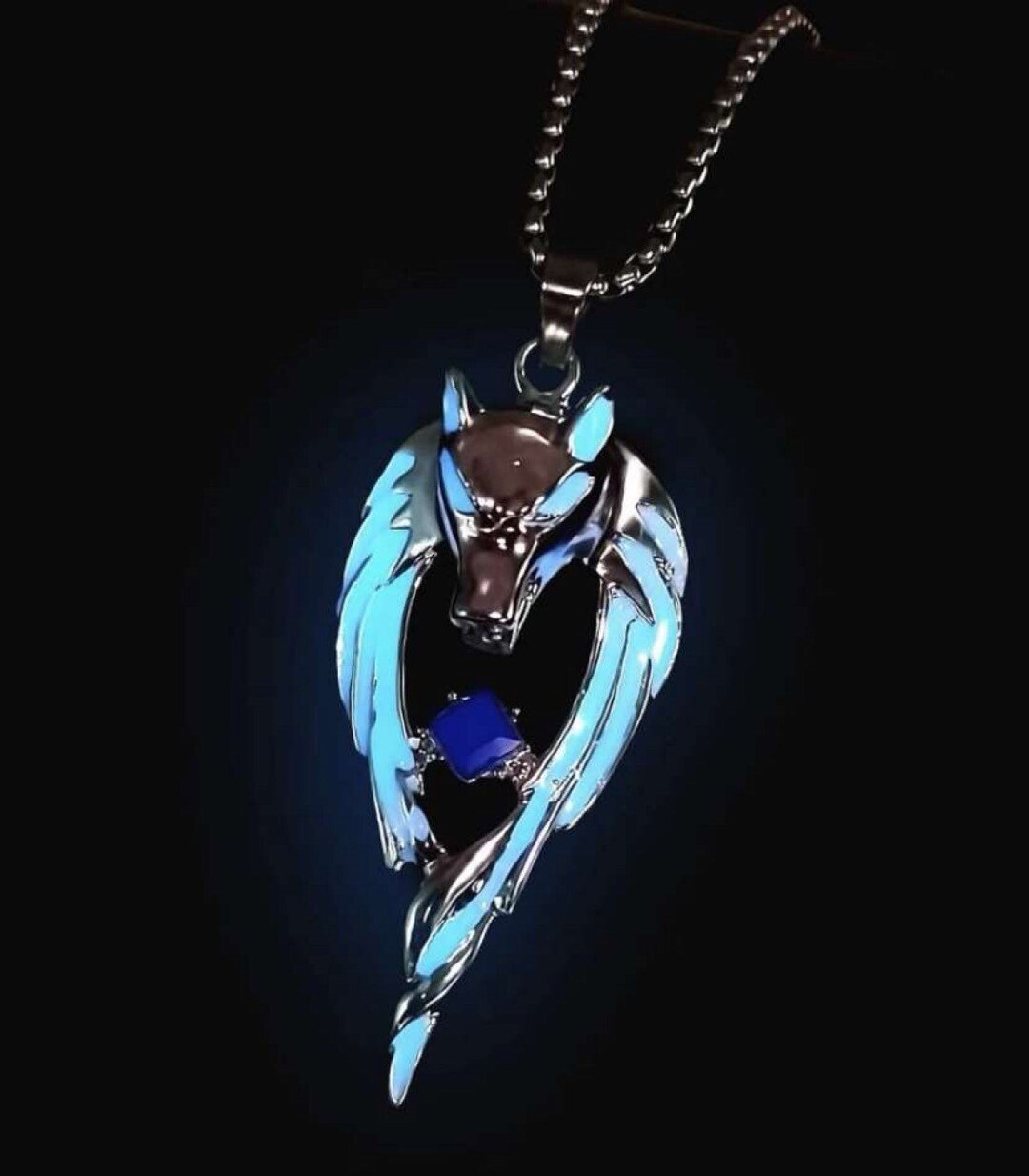 Glow in the Dark Necklace Wolf Necklace Mens Necklace Etsy