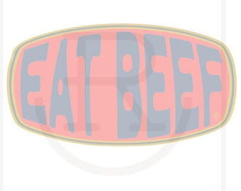 Graphique de patch rétro Eat Beef à usage commercial//PNG//Téléchargement instantané
