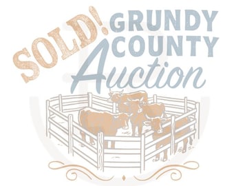 Usage commercial Vendu ! Graphique de vente aux enchères du comté de Grundy // PNG // Western // Téléchargement instantané