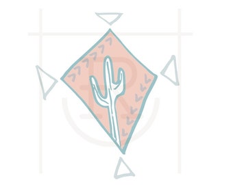 Commercial Use Colored Funky Western Cactus Graphic // PNG // Instant Download