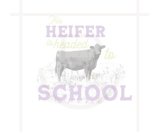 Graphisme à usage commercial : cette génisse se dirige vers l'école // chevreau vache /// PNG // SVG // Téléchargement instantané