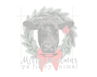 Kommerzielle Nutzung Merry Christmas You Filthy Animal Angus Grafik // Country Christmas // Black Cattle // SOFORTIGER DOWNLOAD/Svg/Png