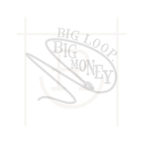 May include: A white graphic design with the text "BIG LOOP BIG MONEY" in a circle.