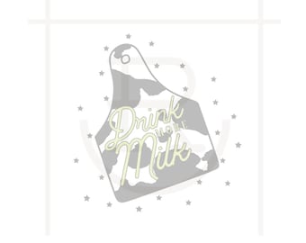 Conception graphique d'étiquette d'oreille à usage commercial, boire plus de lait // Produits laitiers // SVG // PNG // Téléchargement instantané