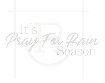 May include: It's Pray For Rain Season text in a white square with a white circle and a white letter R in the center.