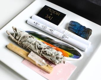 Energy Clearing Kit - Manifest | Smudge Kit | Crystal Healing Kit | Home Smudging Kit | Crystal Healing Ritual | Selenite Wand | Palo Santo