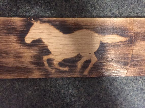 Burnt Horse Wood Sign Rustic Stencil Art Etsy
