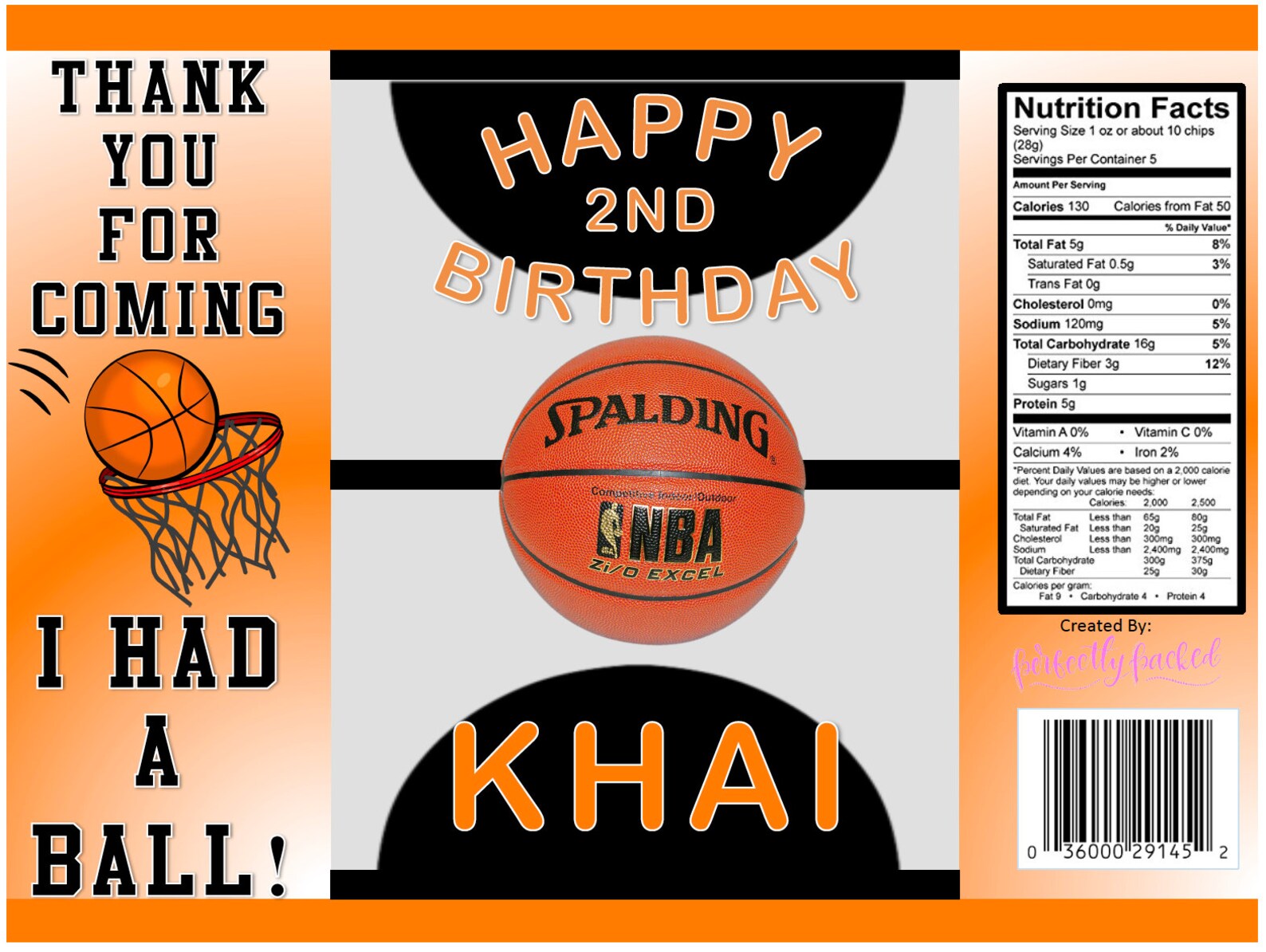 Basketball Chip Bag Treat Bag Party Favor Digital File Etsy