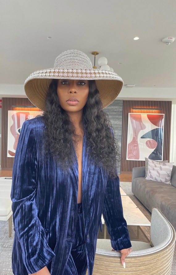 Crystal Wide Brim Derby Hat Bridal - Etsy