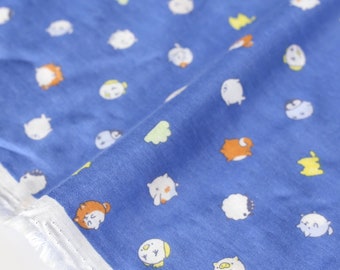 Japanese Fabric Kokka Mofunimal - Cotton Double Gauze - Blue - 50cm