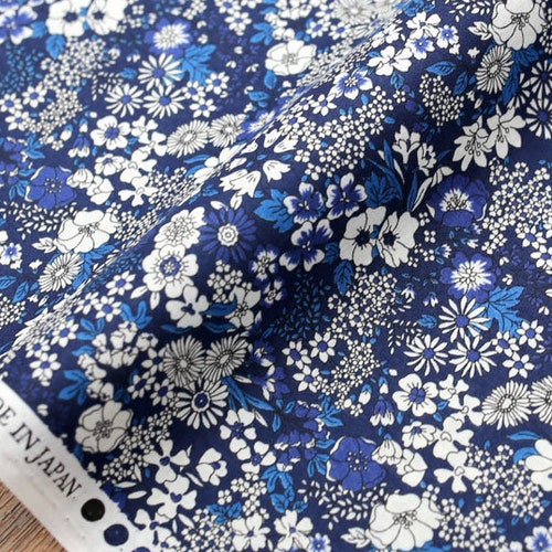 Japanese Fabric Kokka Floral 1 Cotton Lawn Blue A 50cm Etsy