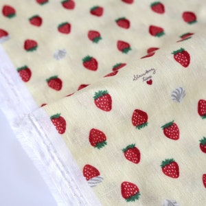 Japanese Fabric Kokka Strawberries - Double Gauze - Yellow -  Fat Quarter