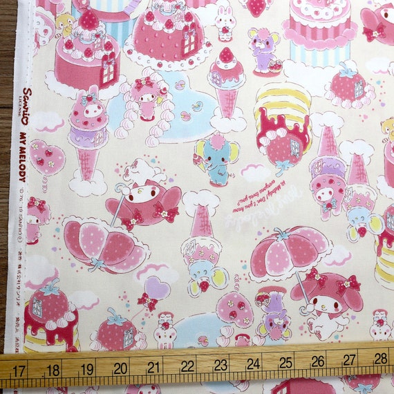 Japanese Fabric Sanrio Hello Kitty My Melody Patisserie Oxford Beige 50cm