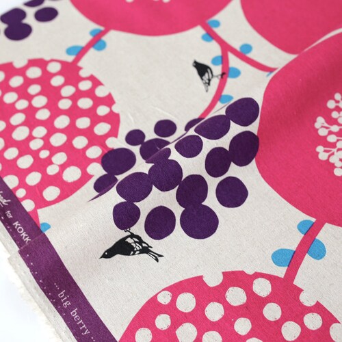 Japanese Fabric Kokka Echino Bigberry Cotton Linen Canvas Etsy