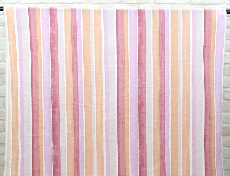 50cm Japanese Fabric Kokka Watercolor Stripes Double Gauze Pink