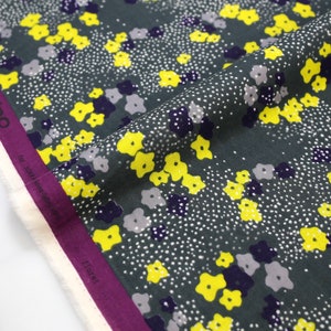 Japanese Fabric Kokka Echino Floret - Cotton Double Gauze - Grey - 50cm