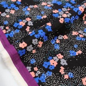 Japanese Fabric Kokka Echino Floret - Cotton Double Gauze - Black - 50cm