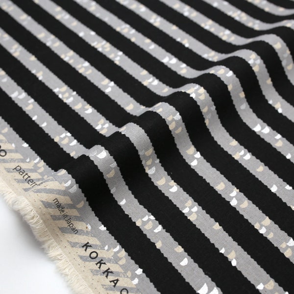 Japanese Fabric Kokka Echino Kigi - Cotton linen Canvas - Black - Fat Quarter