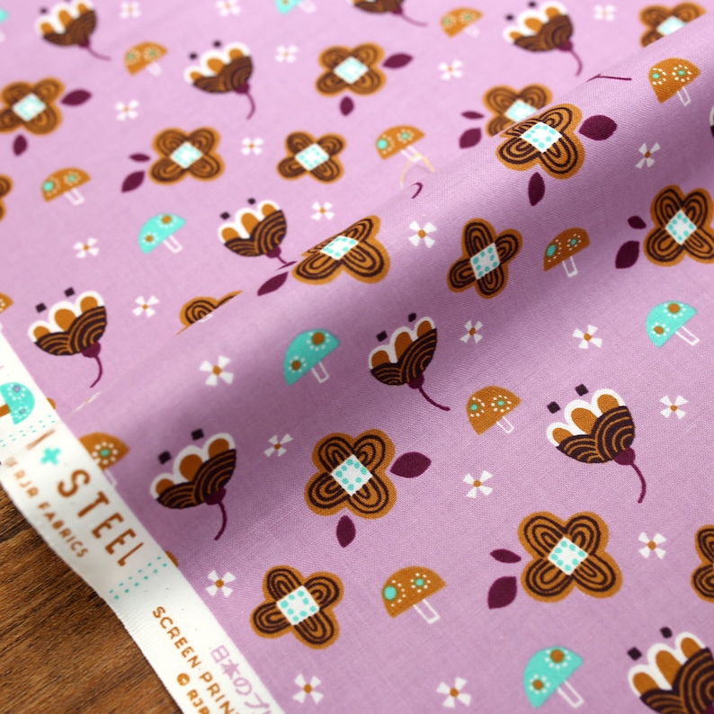 Light Pink Fat Quarter Cotton Steel Fuwafuwa-san no Bokujo Kinoko to Hana-chan Cotton
