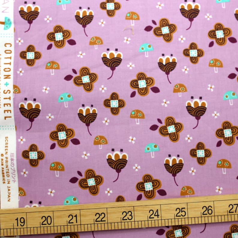 Light Pink Fat Quarter Cotton Steel Fuwafuwa-san no Bokujo Kinoko to Hana-chan Cotton