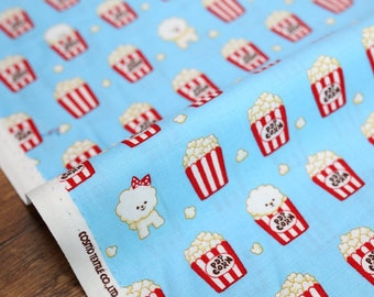 Japanese Fabric Cosmo Popcorn Bichon - Cotton Sheeting - Light Blue - Fat Quarter